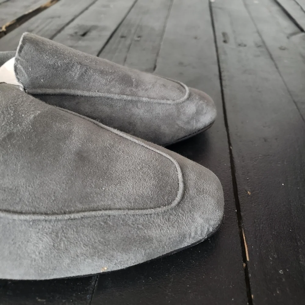 Andrea Carrano Women's 36.5 Grey Suede Loafers Slip On Shoes Flats 6 Italy